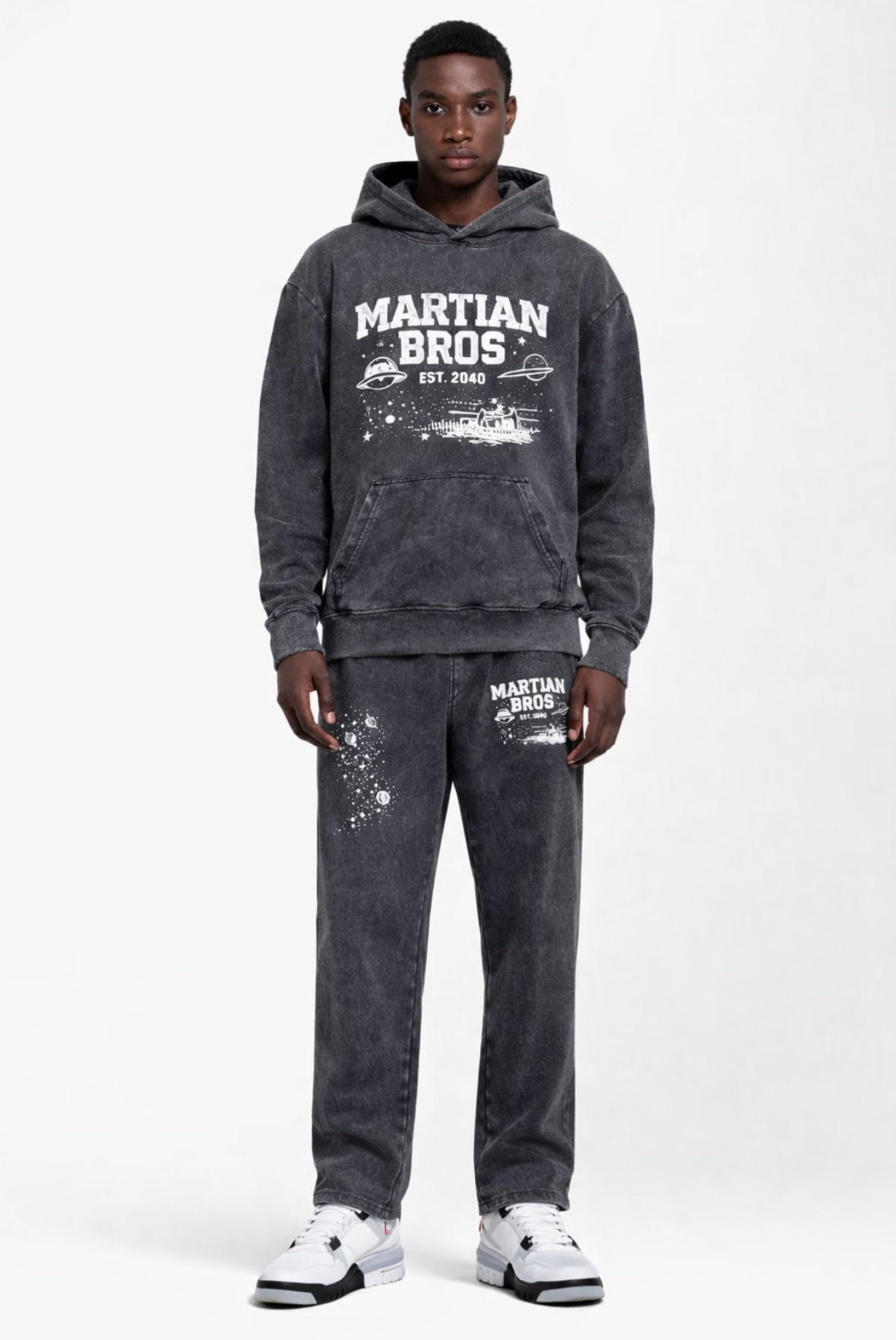 Martian Bros Washed Charcoal Tracksuit Set